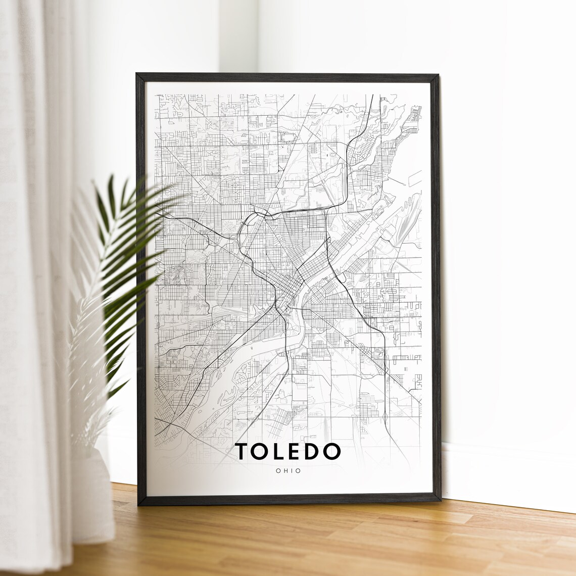 Toledo Ohio City Street Map Black White Minimalist Map Poster - Image 2