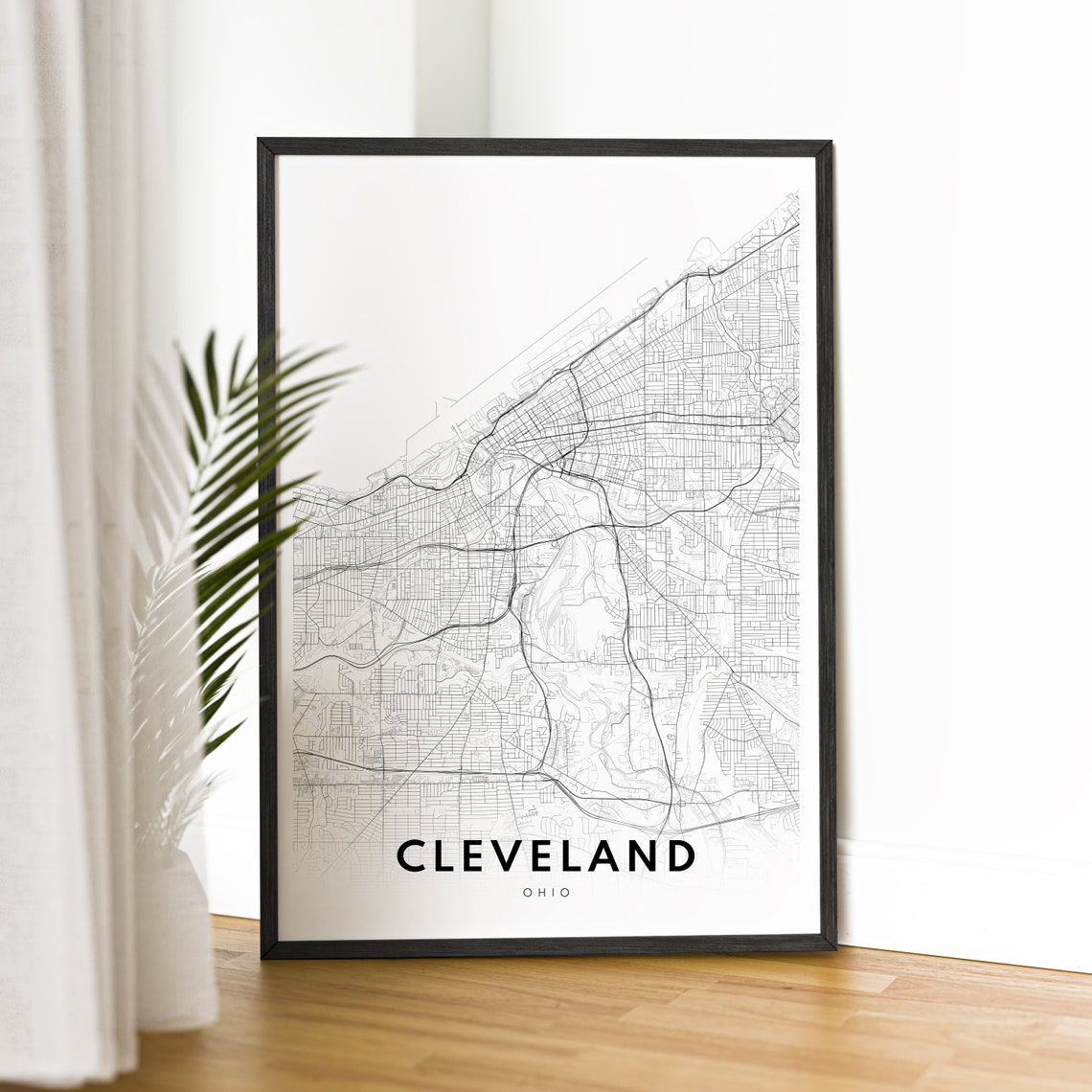 Cleveland Black and White Map Art Print - Image 2