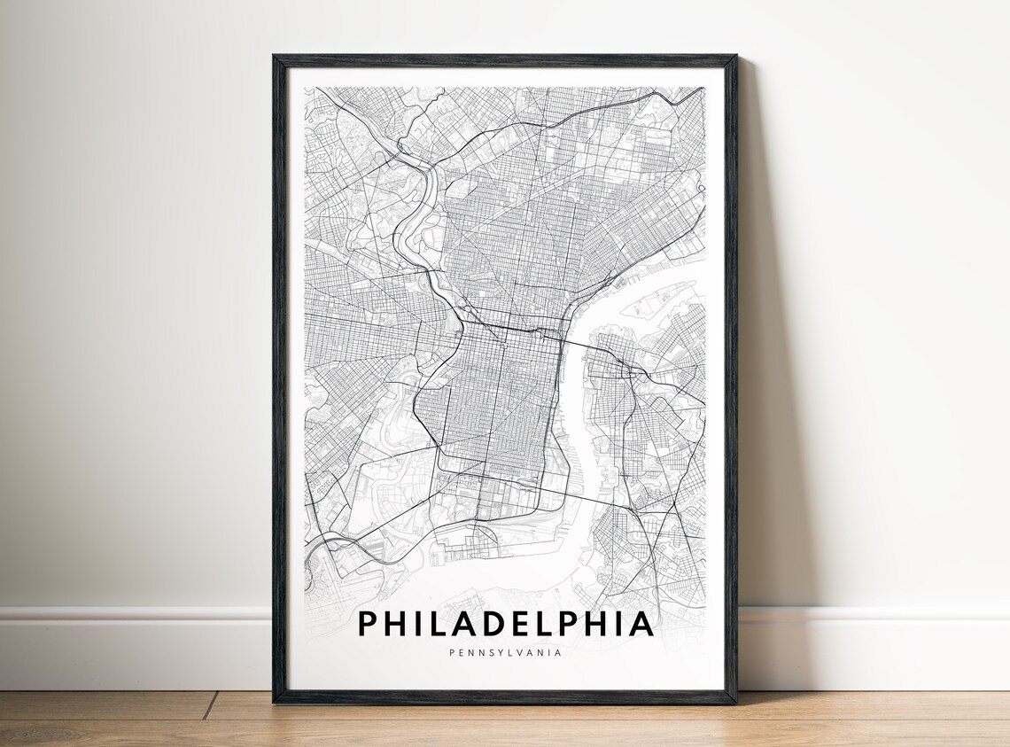 Philadelphia Pennsylvania Minimalist City Street Map Wall Poster