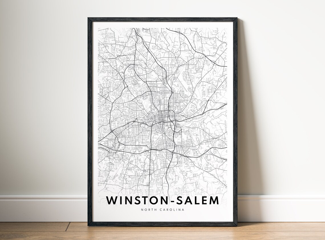 Winston Salem North Carolina City Street Map Minimal Line Art Print - Image 5