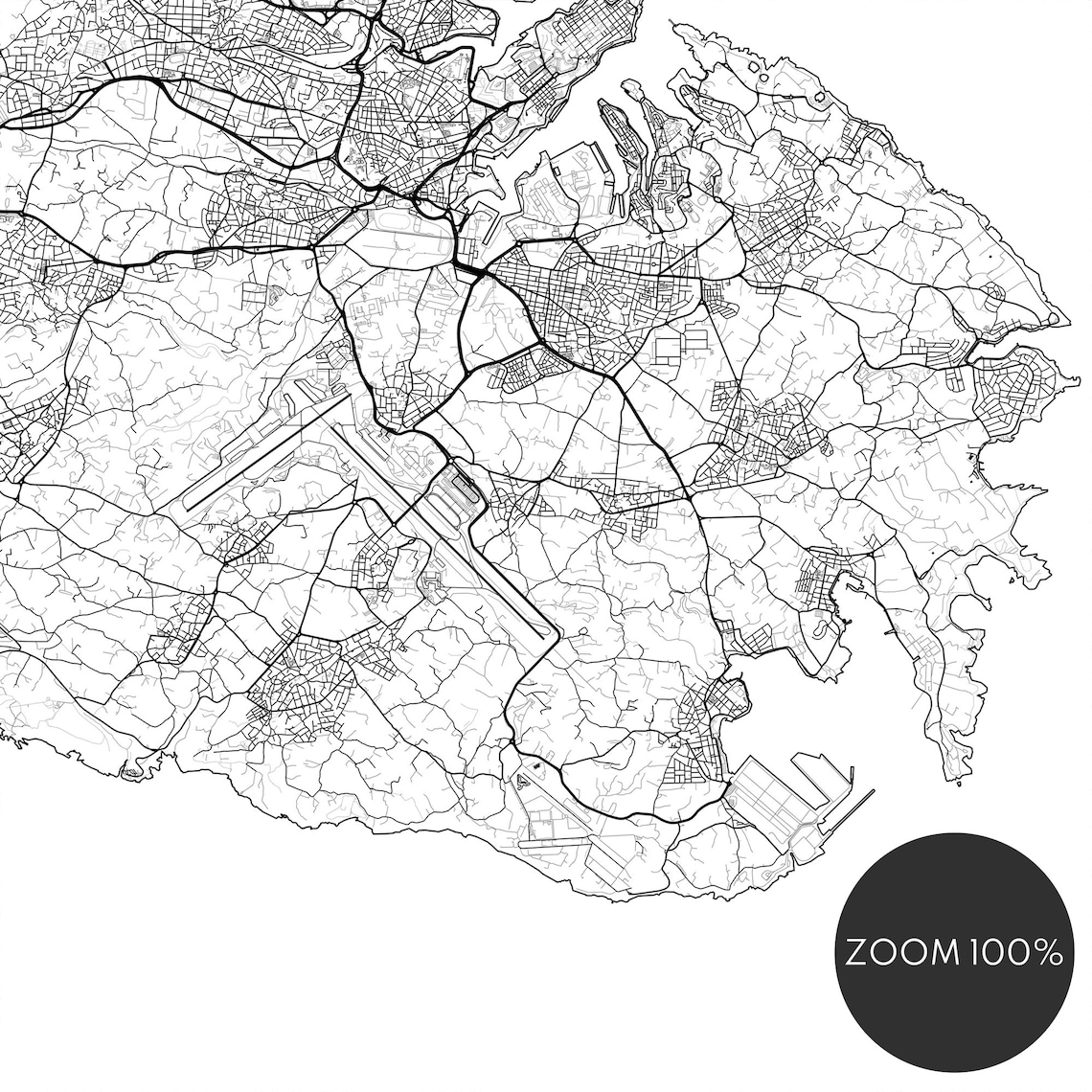 Malta Black and White Island Chain Outline Minimalist Map Poster - Image 2