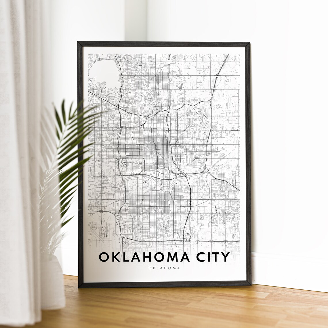 Oklahoma City Oklahoma Minimalist Black and White City Map Poster - Image 2