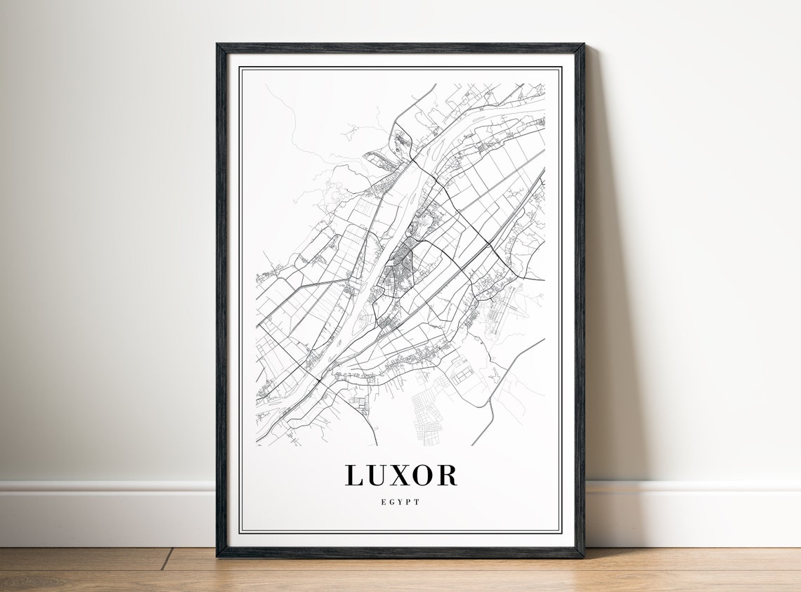 Luxor Egypt City Street Map Minimal Black White Map Wall Print - Image 5