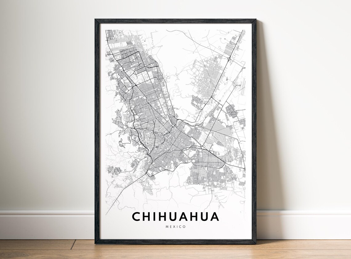 Chihuahua Map Poster, Mexico Minimalist Travel Poster