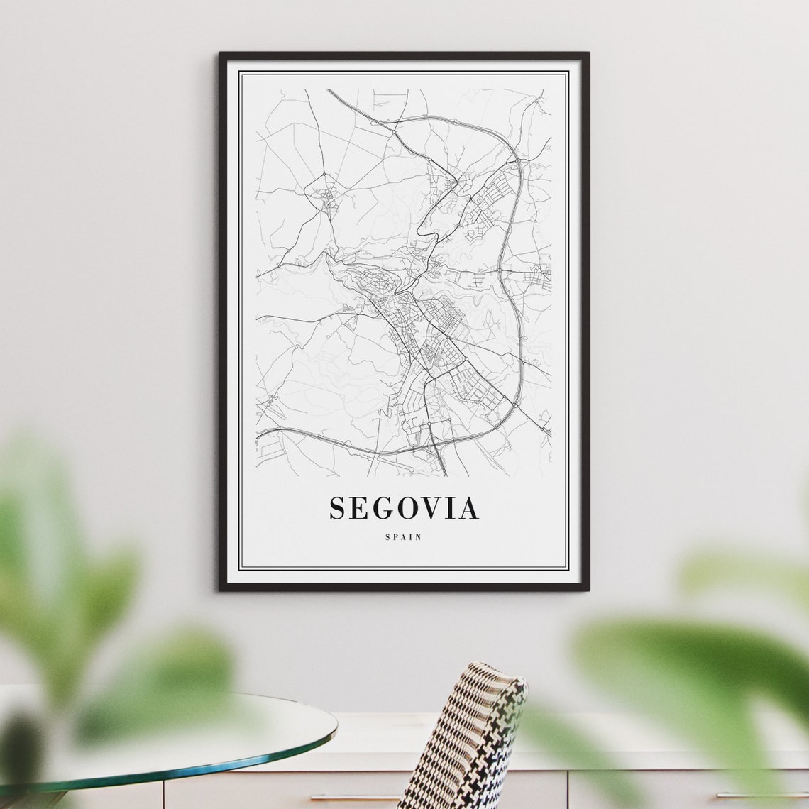 Segovia Spain Minimalist Black And White City Street Map Poster - Image 3