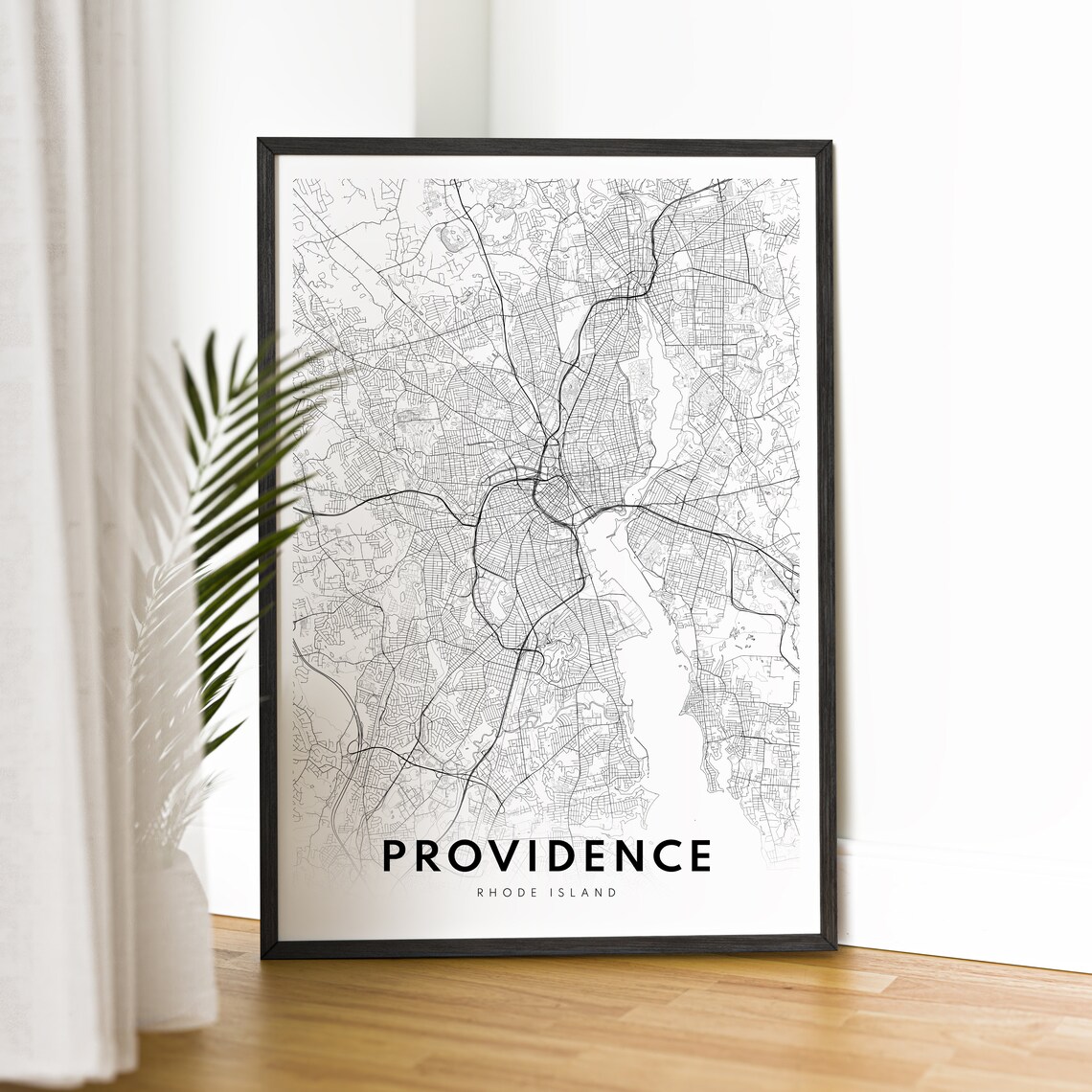 Providence Rhode Island Map Art Print, Black and White - Image 4