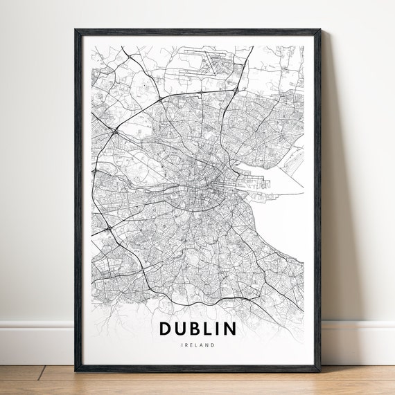 Dublin Map Print, Black And White Travel Poster