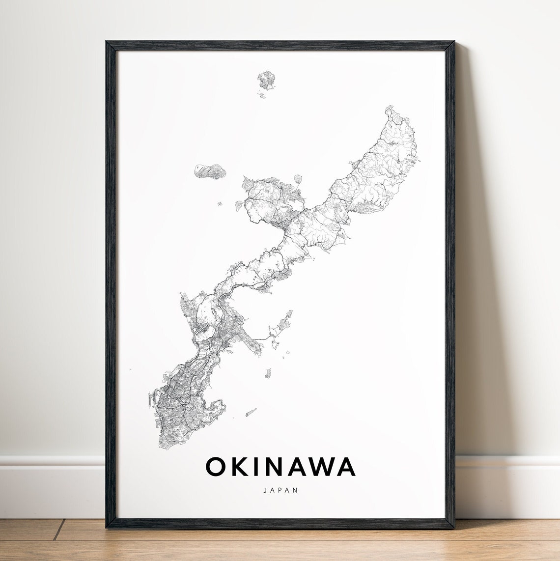 Okinawa Map Poster, Black And White Map - Image 5