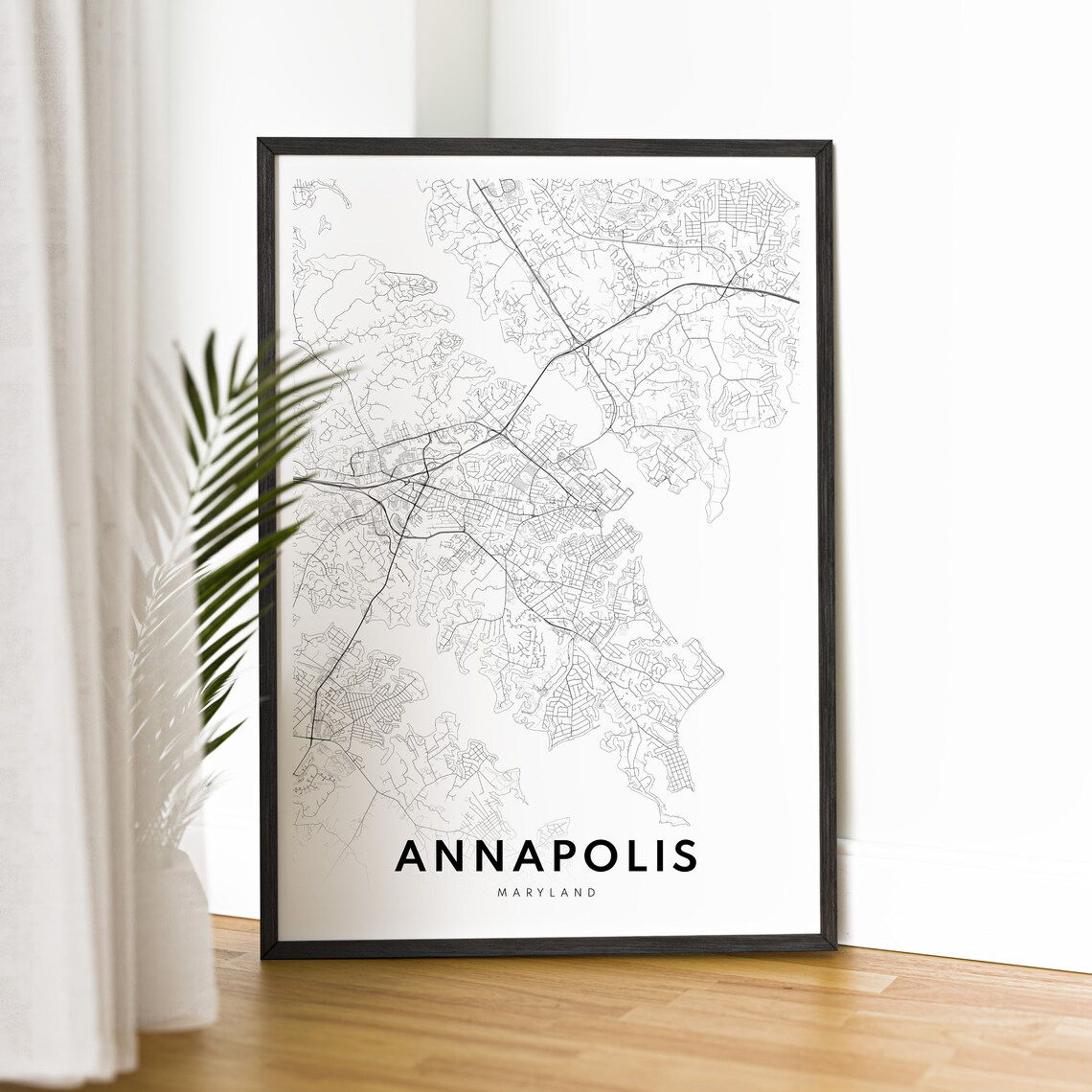 Annapolis Maryland Minimalist Black and White City Map Sketch Poster - Image 2
