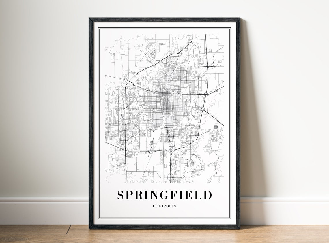 Springfield Illinois Minimalist Black And White City Street Map Poster - Image 5