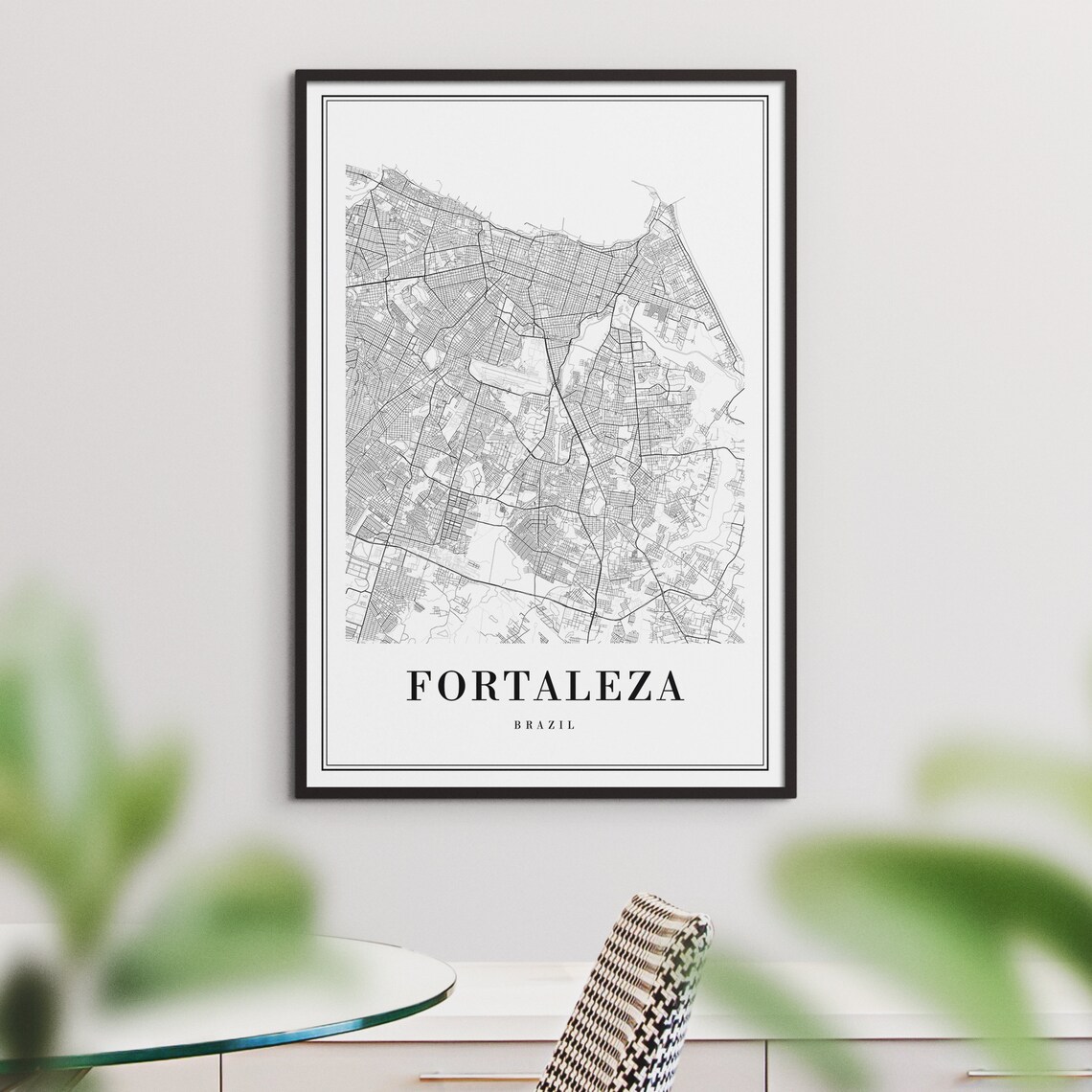 Fortaleza Brazil City Street Map Minimal Black White Map Wall Print - Image 3