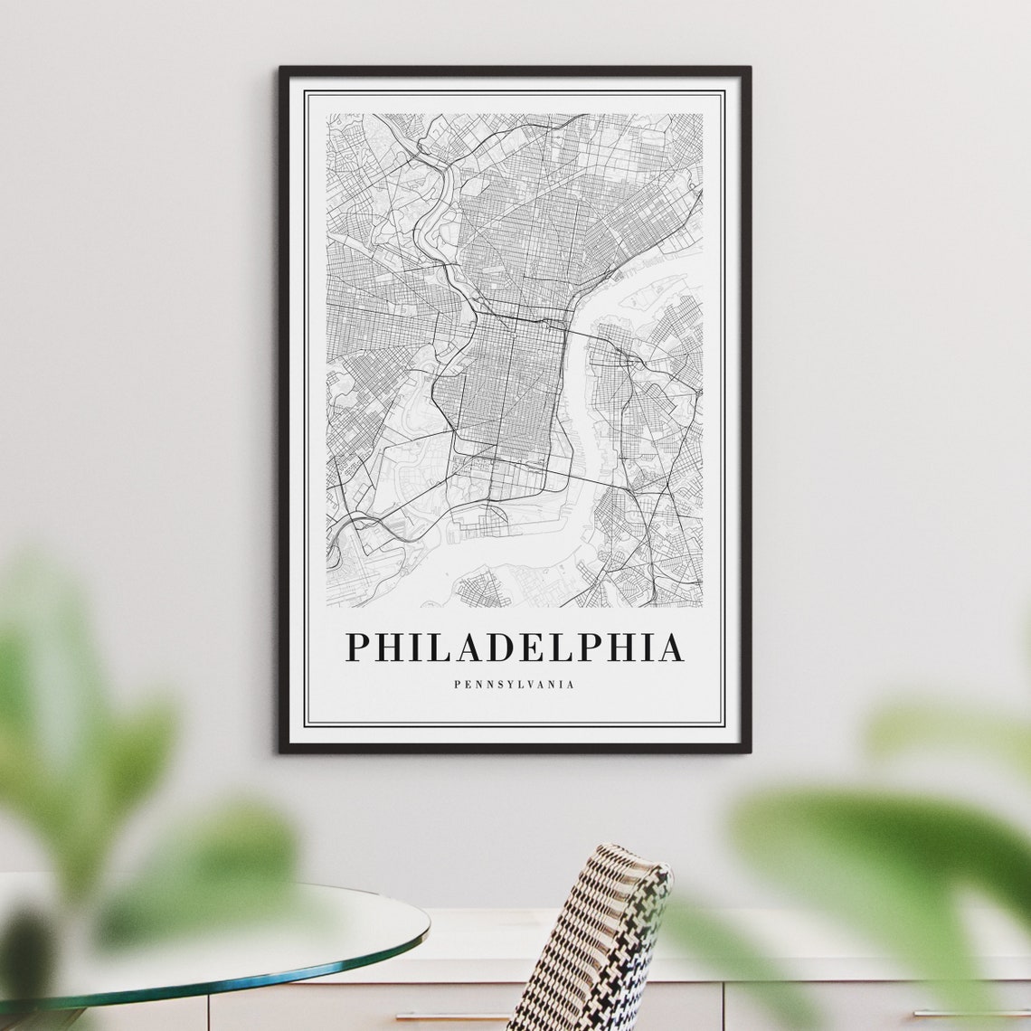 Philadelphia Pennsylvania Minimalist City Street Map Wall Poster - Image 3