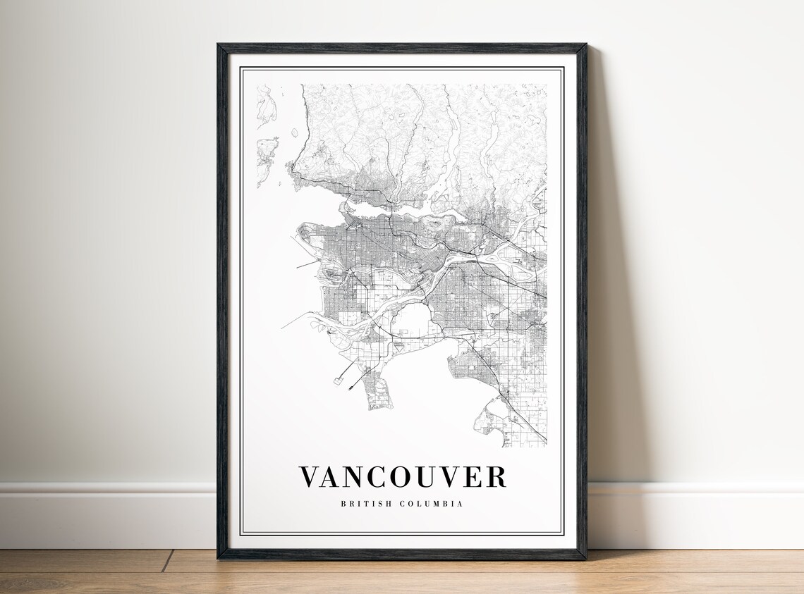 Vancouver British Columbia Street Map Black White City Line Art Poster - Image 5