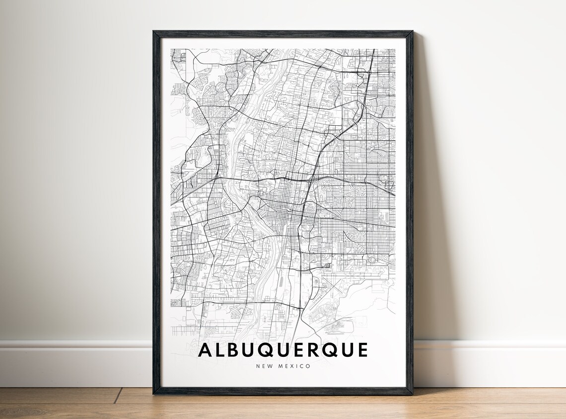 Albuquerque New Mexico Minimalist Black and White City Map Poster