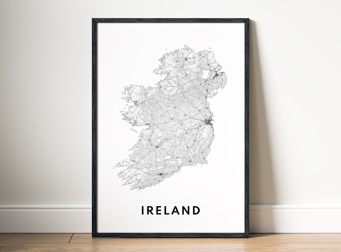 Ireland Map Black and White Art Print - Image 5