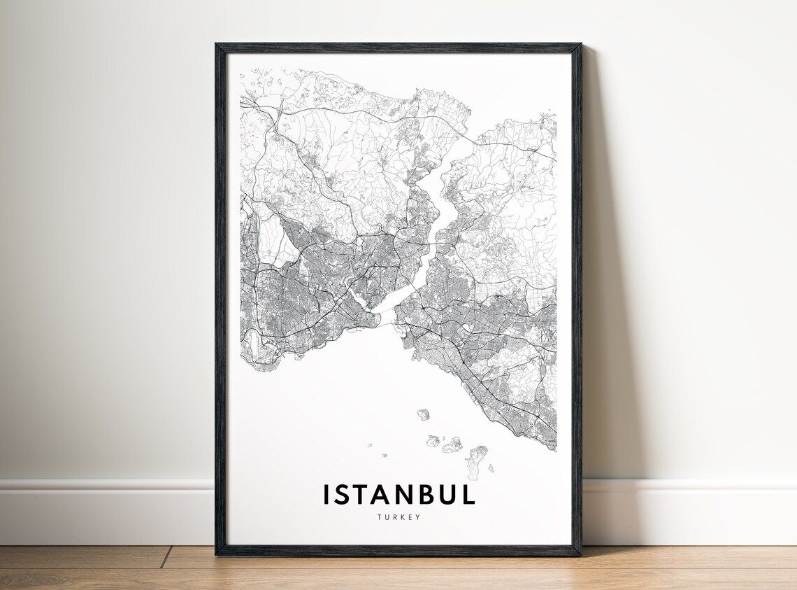 Istanbul Map Poster, Black and White Travel Art - Image 5