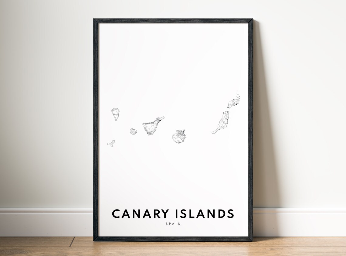 Canary Islands Spain Archipelago Minimalist Black and White Map Poster - Image 5
