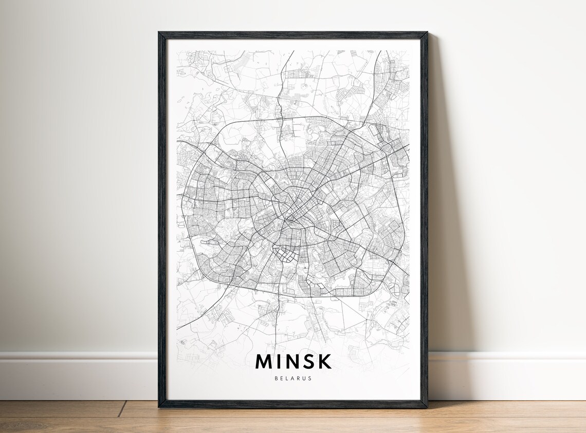 Minsk Belarus Minimalist Capital City Street Line Map Poster