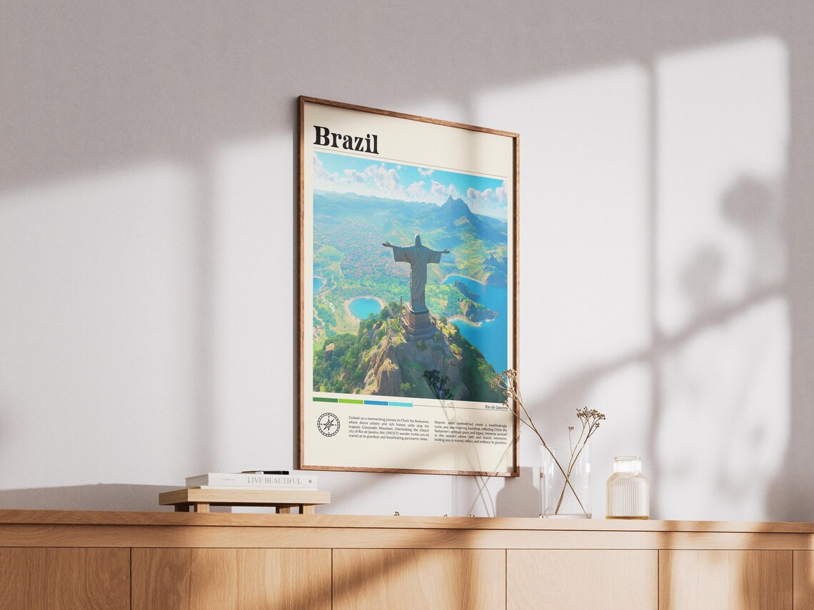 Brazil Christ the Redeemer Statue Rio de Janeiro Mountain Vista Travel Poster - Image 3