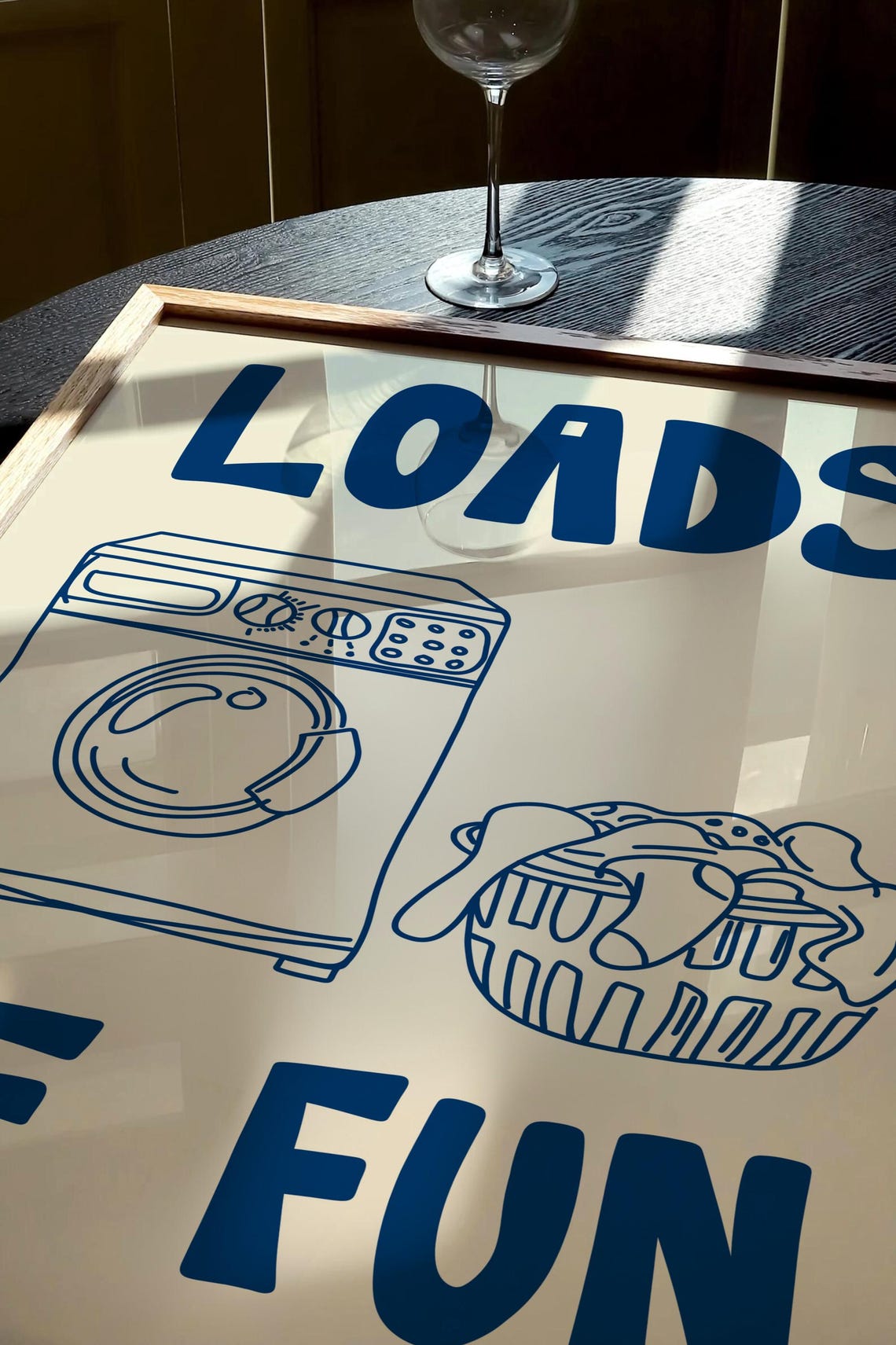 Loads Of Fun Navy Laundry Room Pun Poster with Washing Machine Art - Image 2