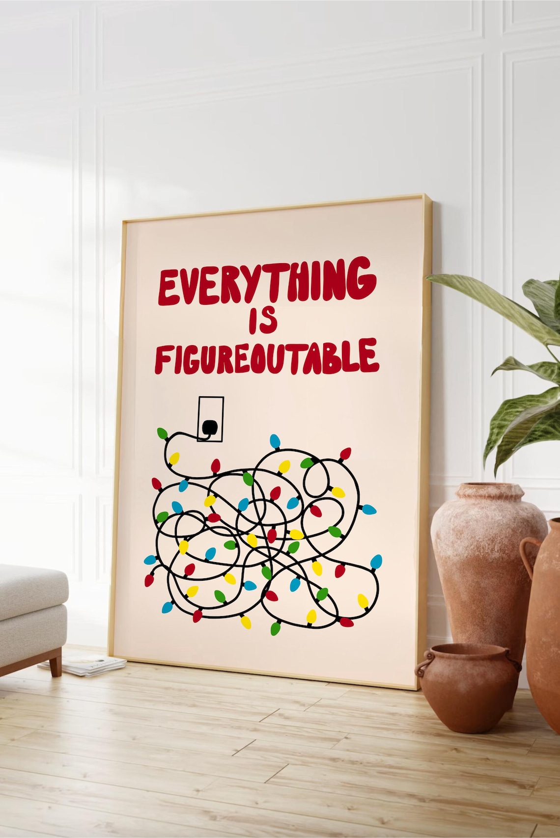 Everything Is Figureoutable Christmas Quote Art Print - Image 3