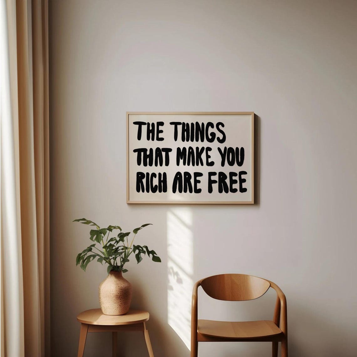 The Things That Make You Rich Are Free Black Brush Quote Poster - Image 2