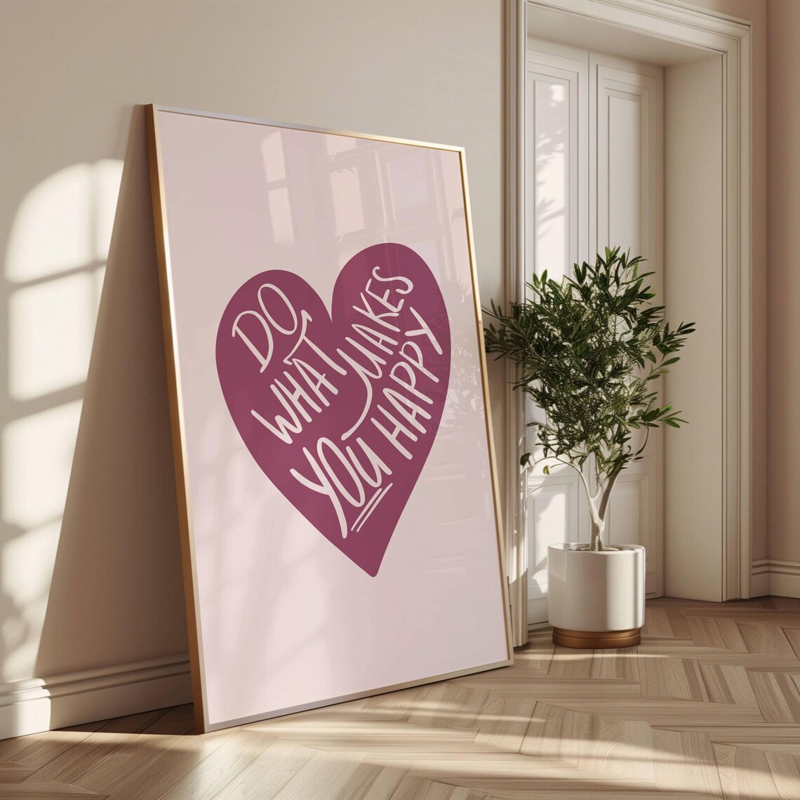Do What Makes You Happy Heart Quote Burgundy Typography Poster - Image 2