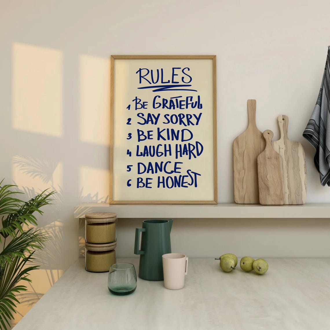House Rules Navy Blue Inspirational Rules List Typography Poster - Image 3