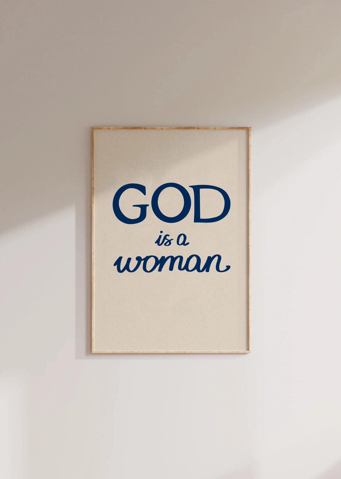 God Is a Woman Navy Serif Script Bold Feminist Typography Poster - Image 3