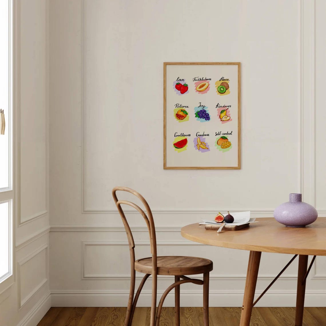 Colorful Fruit Of The Spirit Hand Drawn Virtue Botanical Poster - Image 3