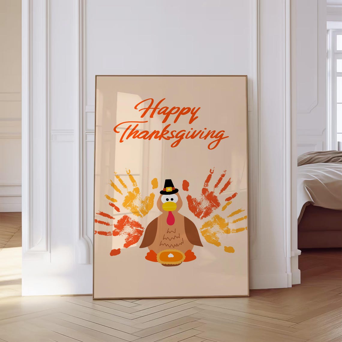 Thanksgiving Turkey Handprint Craft Poster Kit for Kids Grandma Gift - Image 3