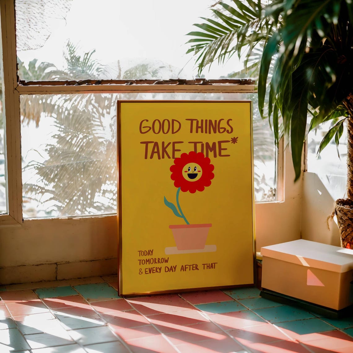 Good Things Retro Quote Wall Print Positive Quote Wall Art Retro Quote Wall Decor Hand Drawn Typography - Image 3