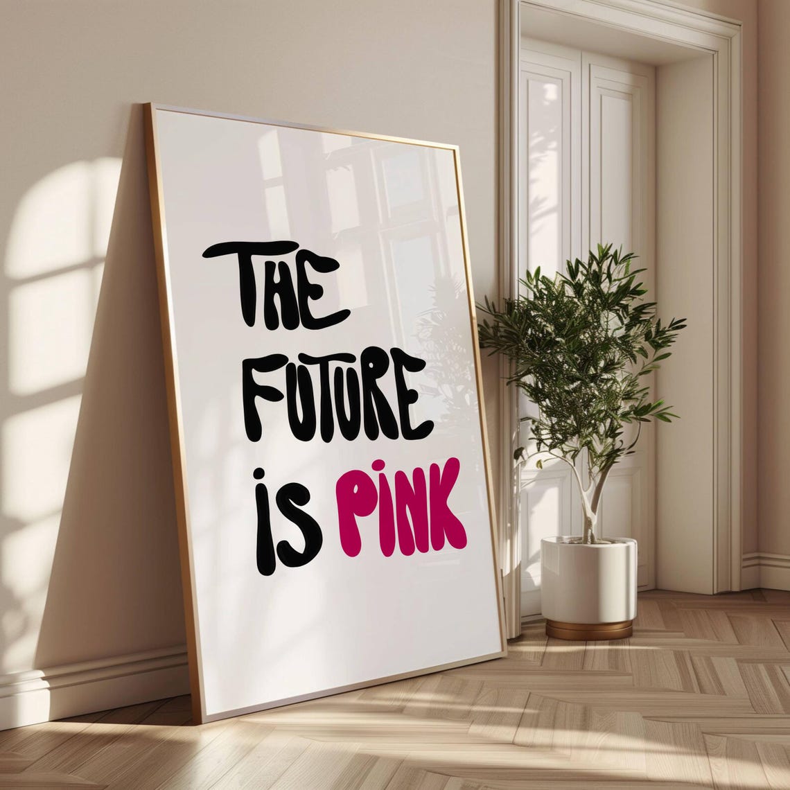 The Future Is Pink Bold Black Statement Feminine Affirmation Poster - Image 2