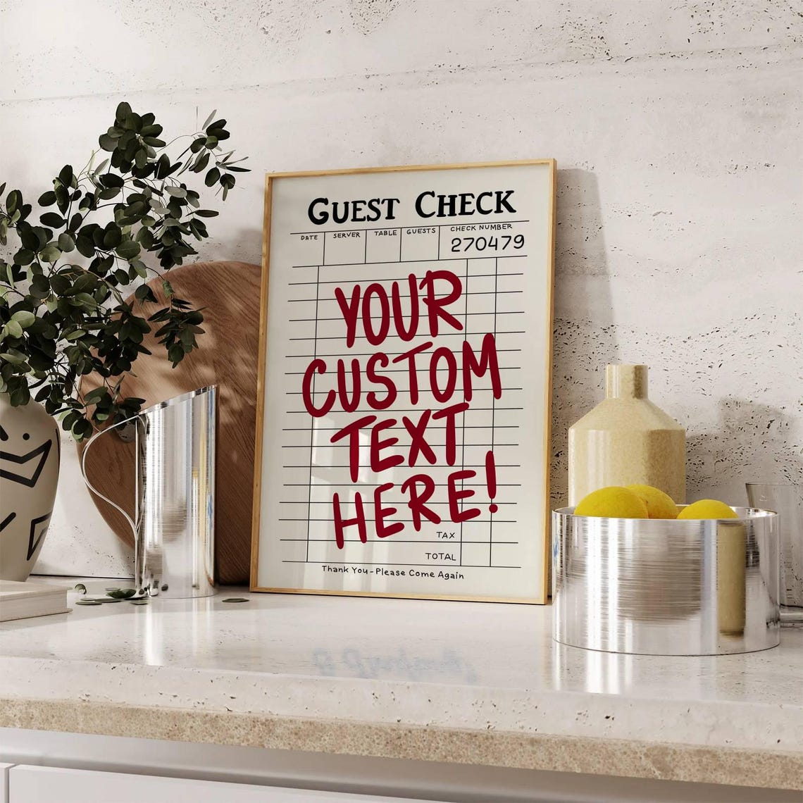 Your Custom Text Here Red Personalized Guest Check Quote Poster - Image 2