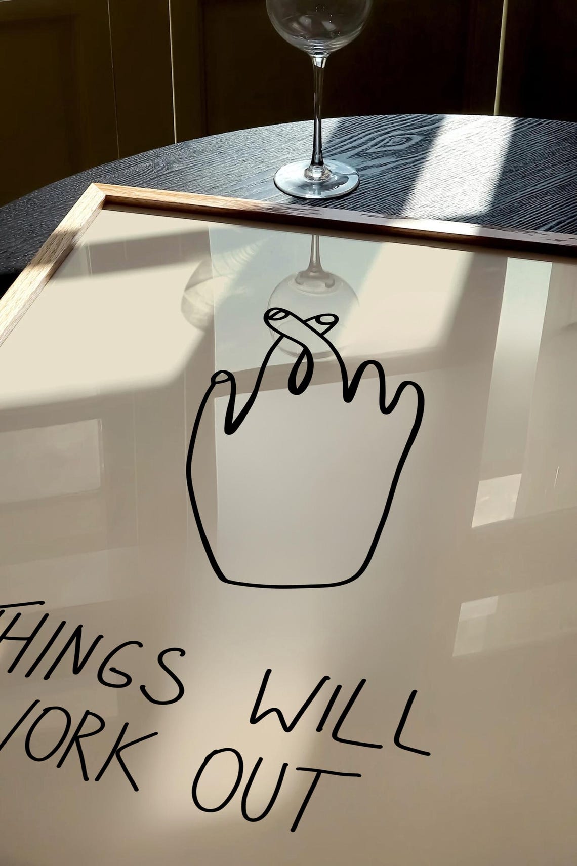 Things Will Work Out Fingers Crossed Minimal Line Art Poster - Image 2