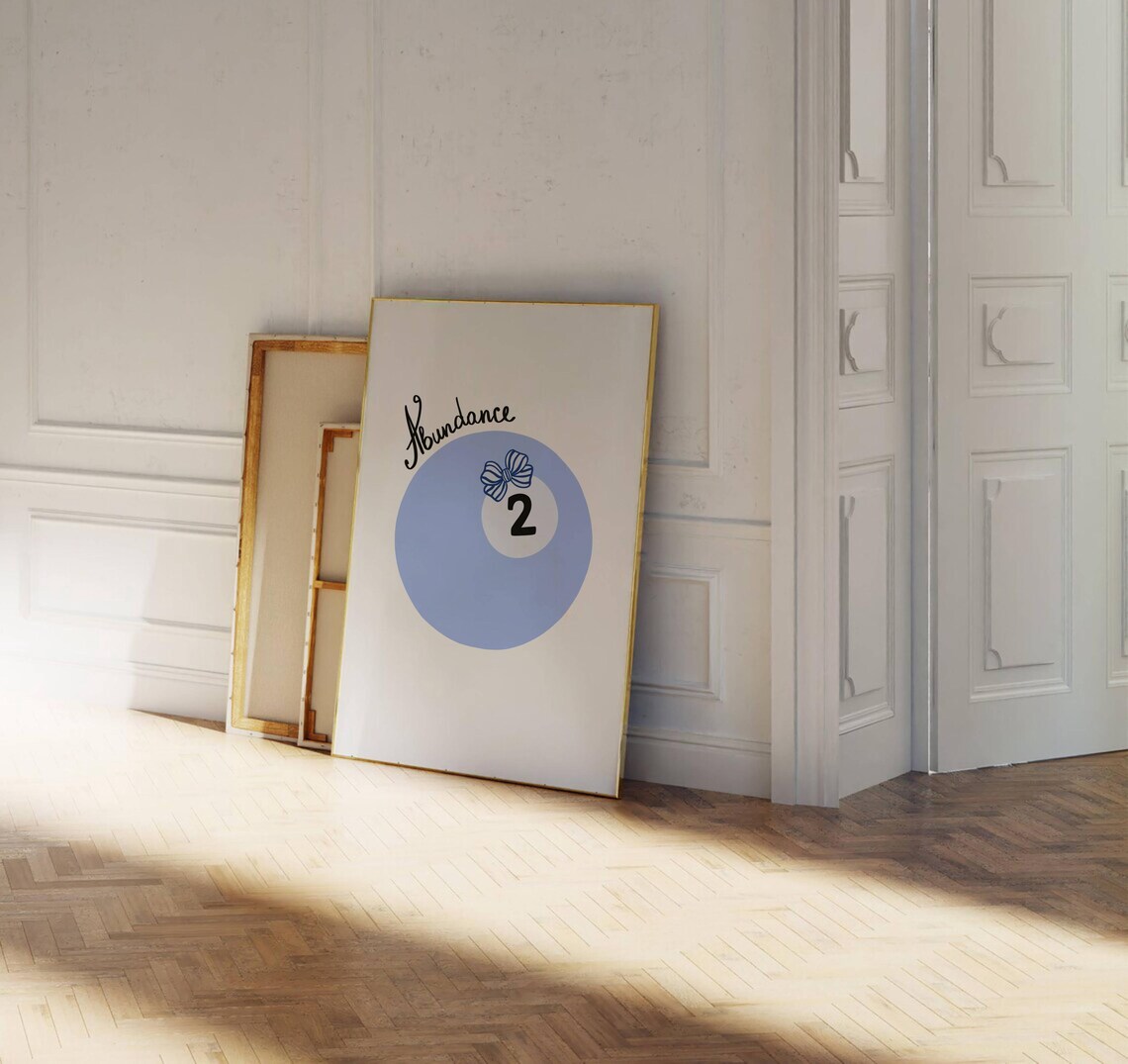 Abundance Lucky Blue 2 Ball With Bow Trendy Pool Hall Poster - Image 2