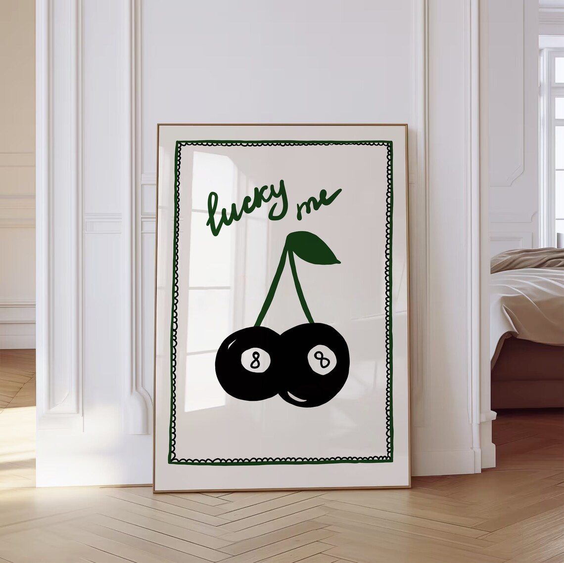 Lucky Me 8 Ball Cherry Vintage Poster Print