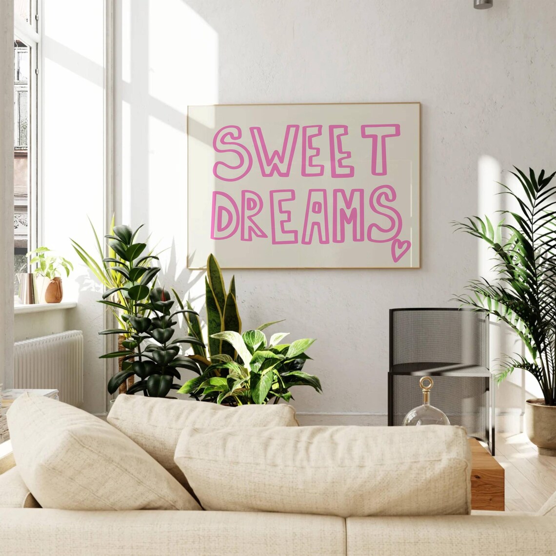 Sweet Dreams Mid-Century Bedroom Art Print - Image 3