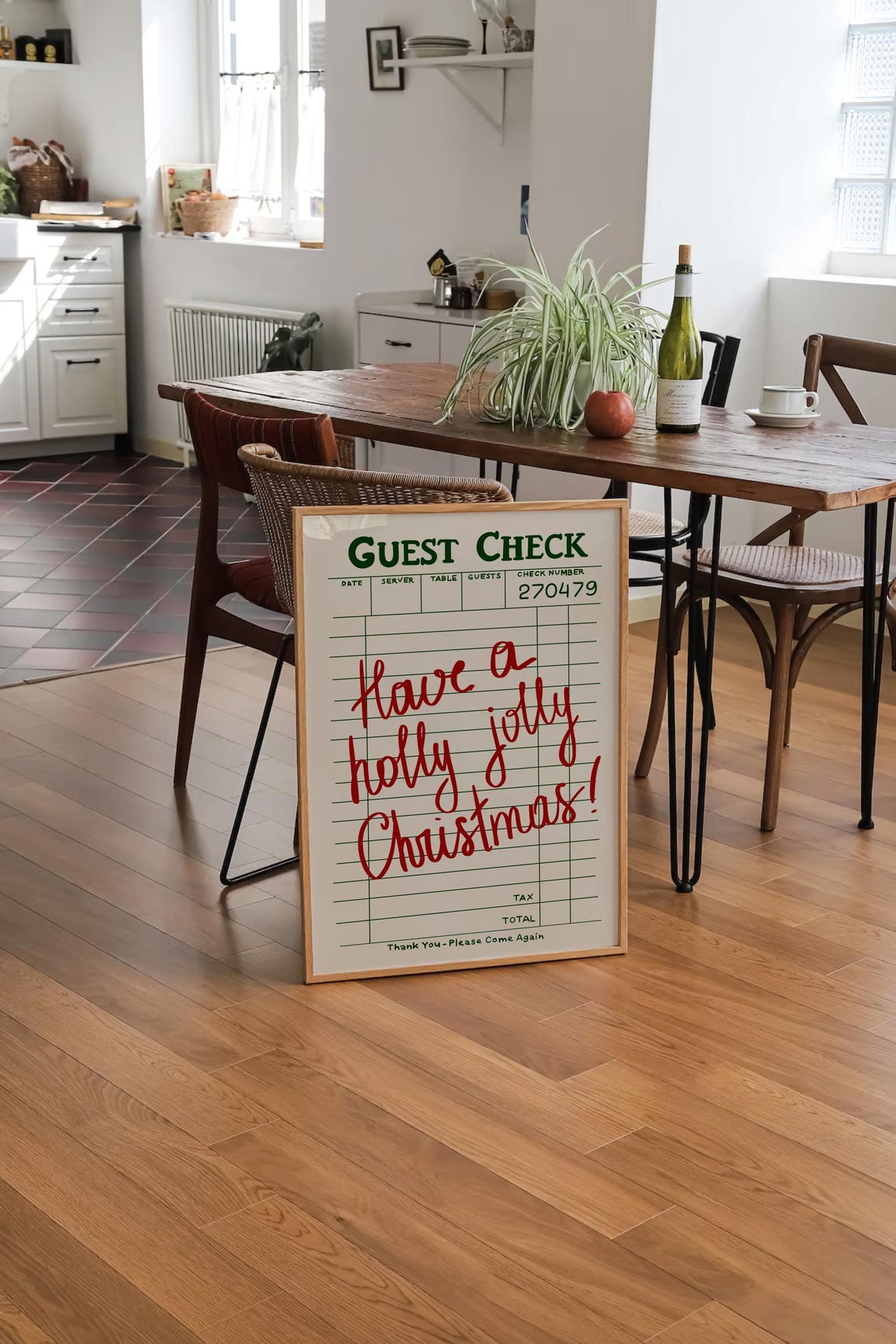 Have A Holly Jolly Christmas Guest Check Receipt Red Holiday Poster - Image 3