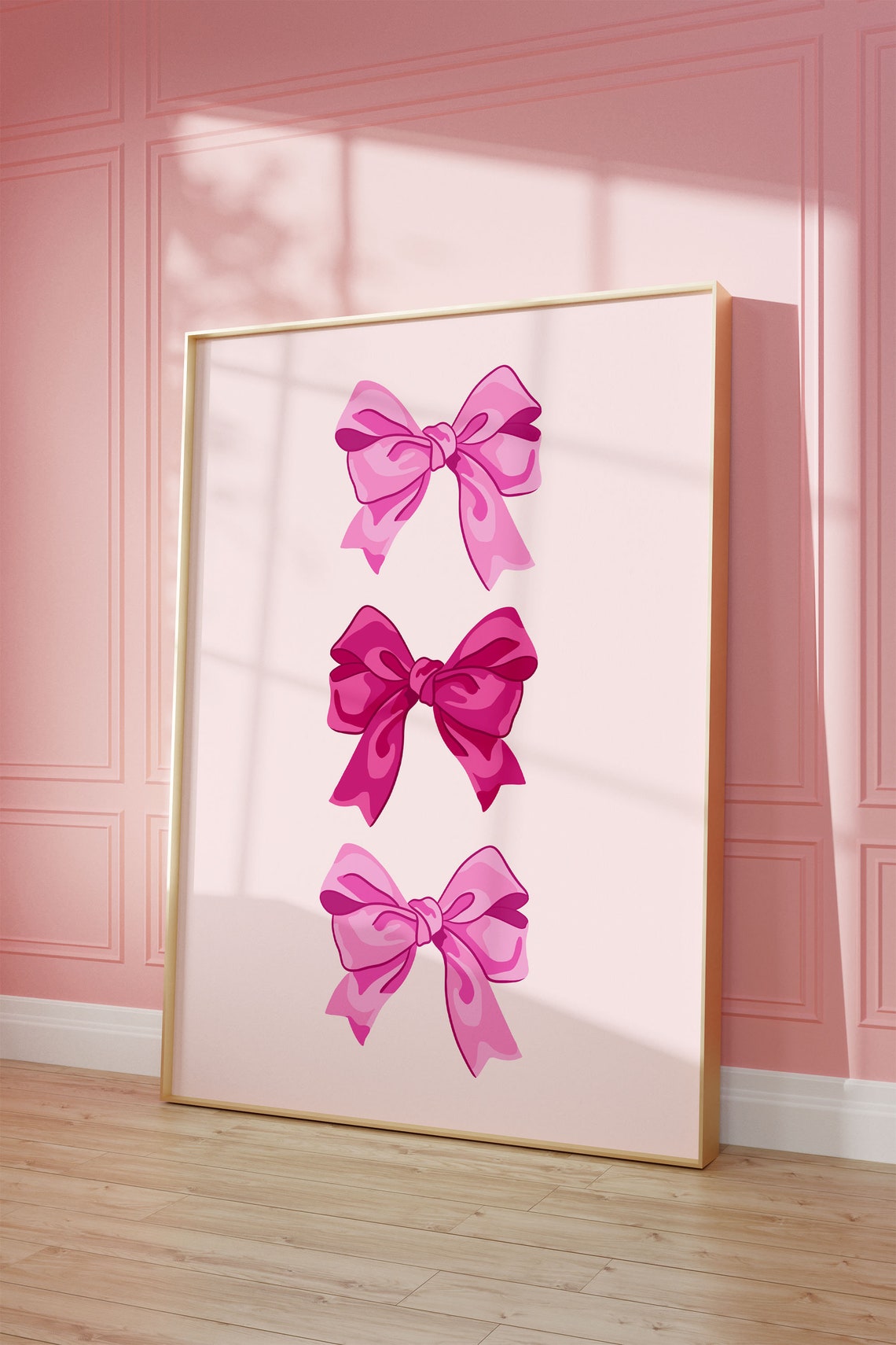 Coquette Pink Bow Trio Trendy Girly Aesthetic Bedroom Poster - Image 3