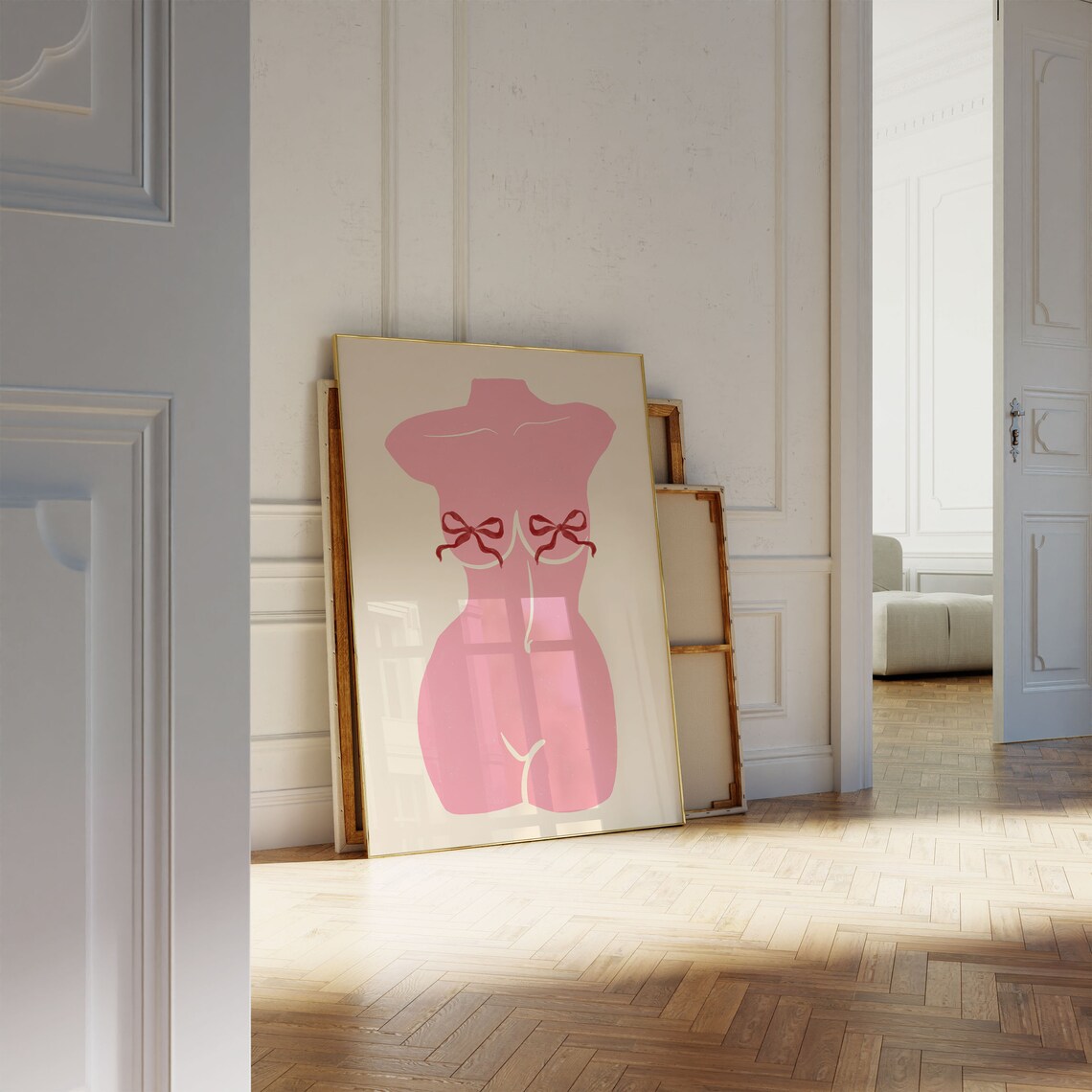 Pink Torso With Ribbons Poster, Preppy Dorm Decor - Image 4