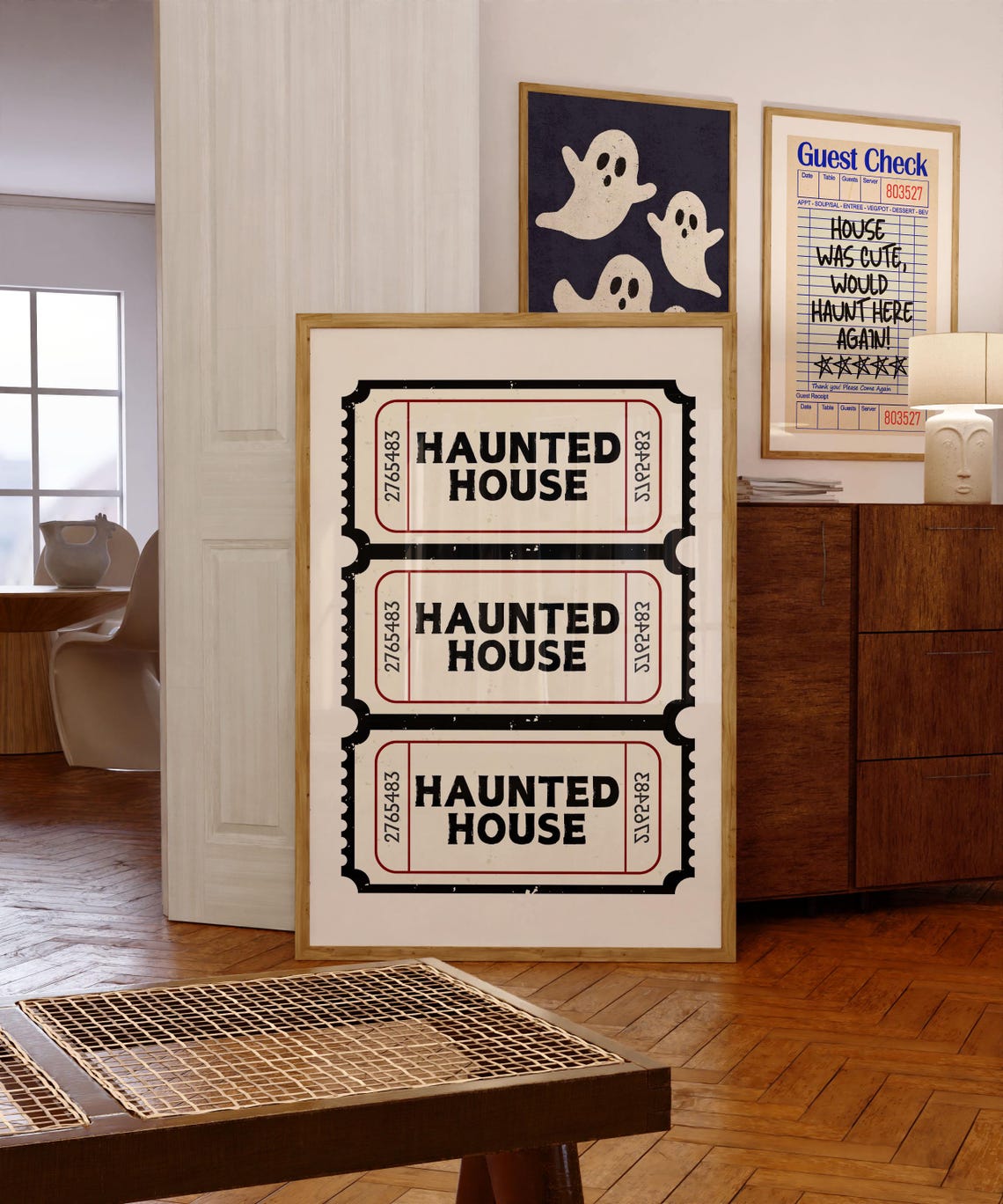 Vintage Haunted House Ticket Stubs Spooky Halloween Decor Poster - Image 4