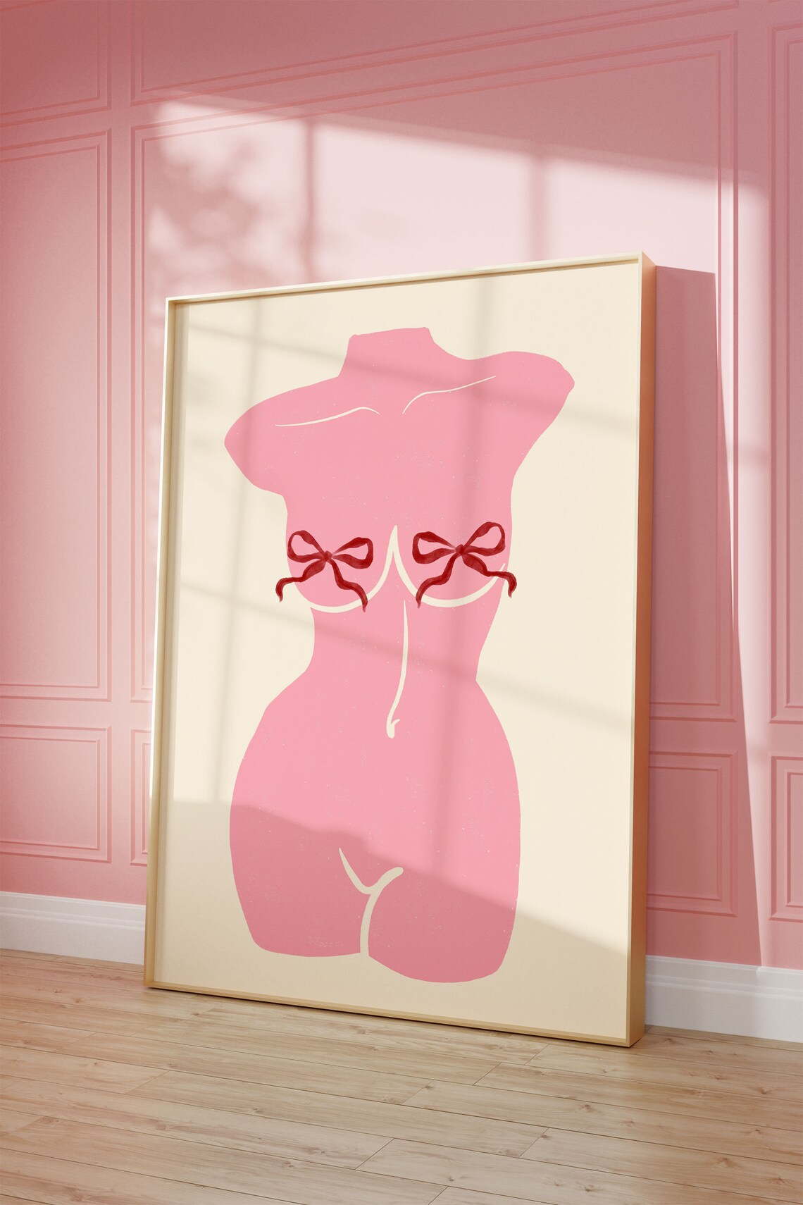 Pink Torso With Ribbons Poster, Preppy Dorm Decor - Image 2