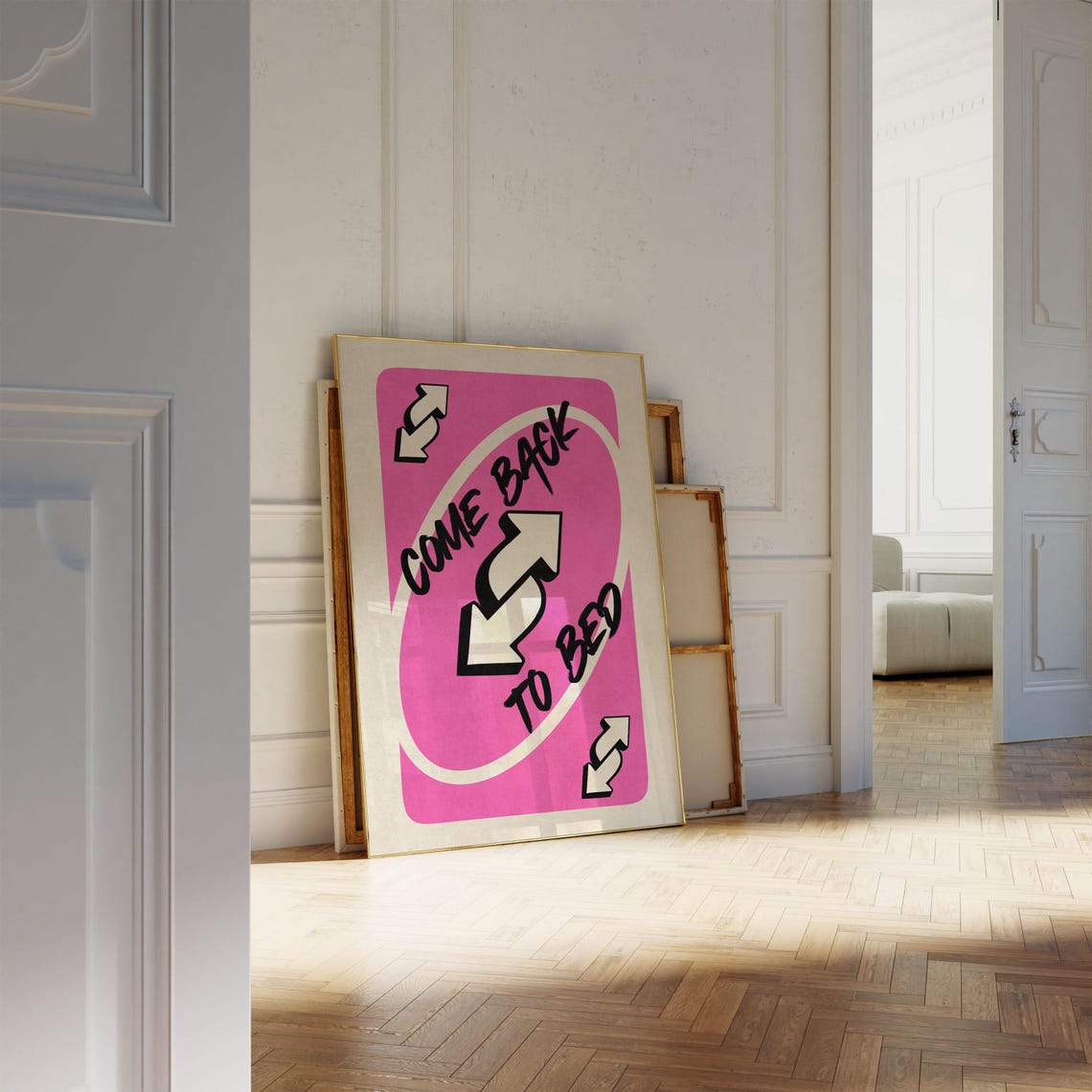 Come Back To Bed Pink Playing Card Retro Preppy Bedroom Poster - Image 4