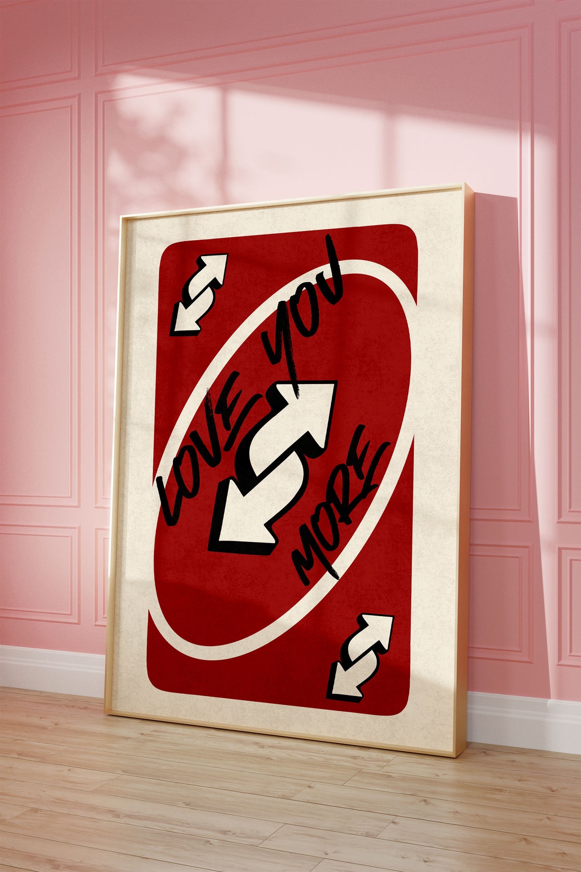 Love You More Bold Red Playing Card Retro Reverse Trendy Poster - Image 2