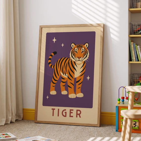 Tiger Nursery Print Jungle Animal Wall Art Kids Room Decor
