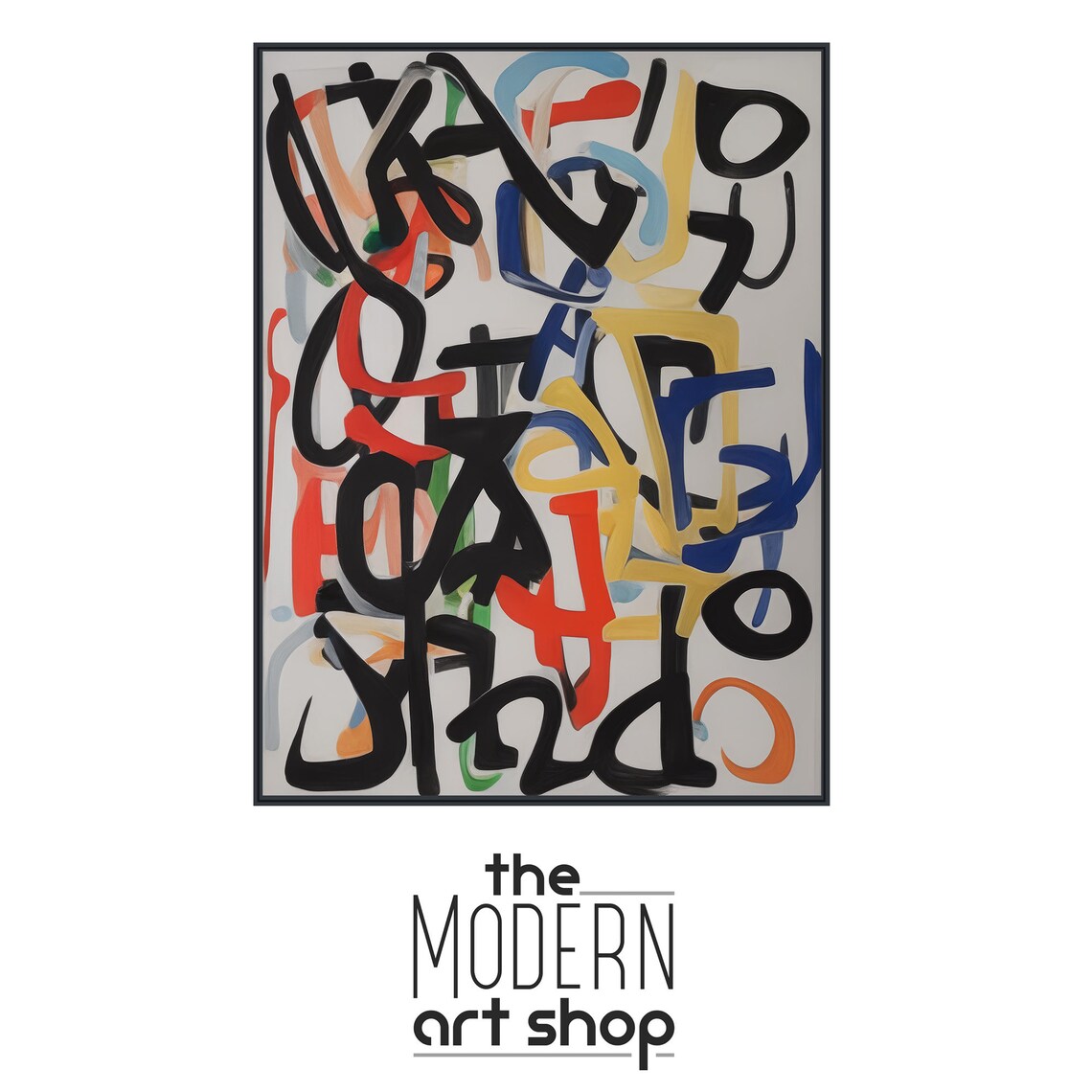Colorful Abstract Wall Art Large Contemporary Line Art Framed Print Modern Abstract Expressionist Painting Notable 2 - Image 4