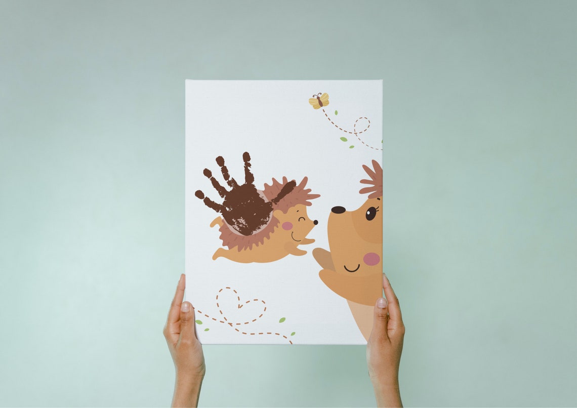 Cute Hedgehog Handprint Baby Nursery Animal Keepsake Art Poster - Image 4