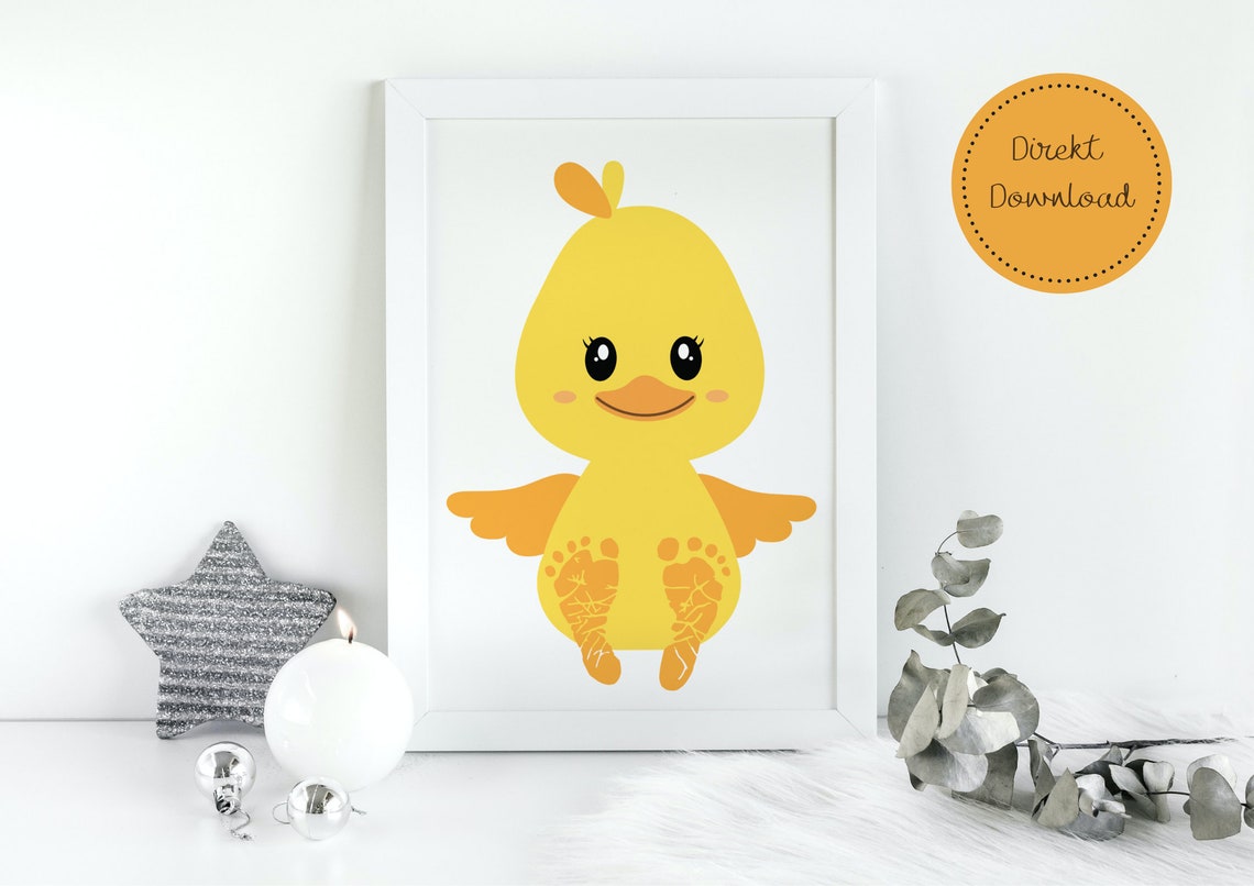 Cute Yellow Chick Baby Footprint Belly Nursery Keepsake Poster - Image 4
