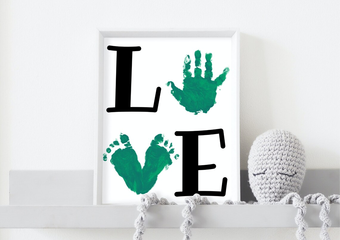 Love Handprint and Footprint Nursery Art Print - Image 4